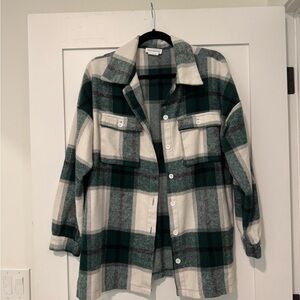 Lovers + Friends / Revolve Kaianna Plaid Flannel Shacket in Green Multi